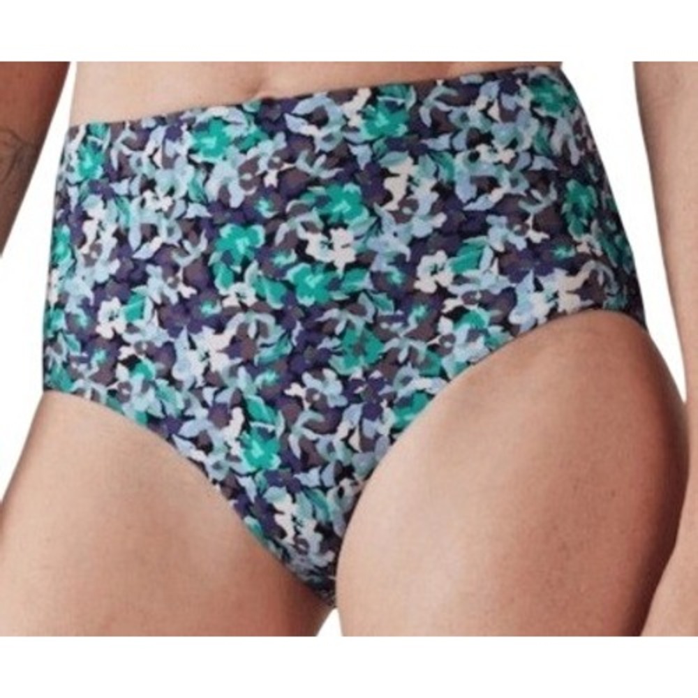 Athleta Womens M High Waist Bikini Bottom in Elysian Floral Green NWT